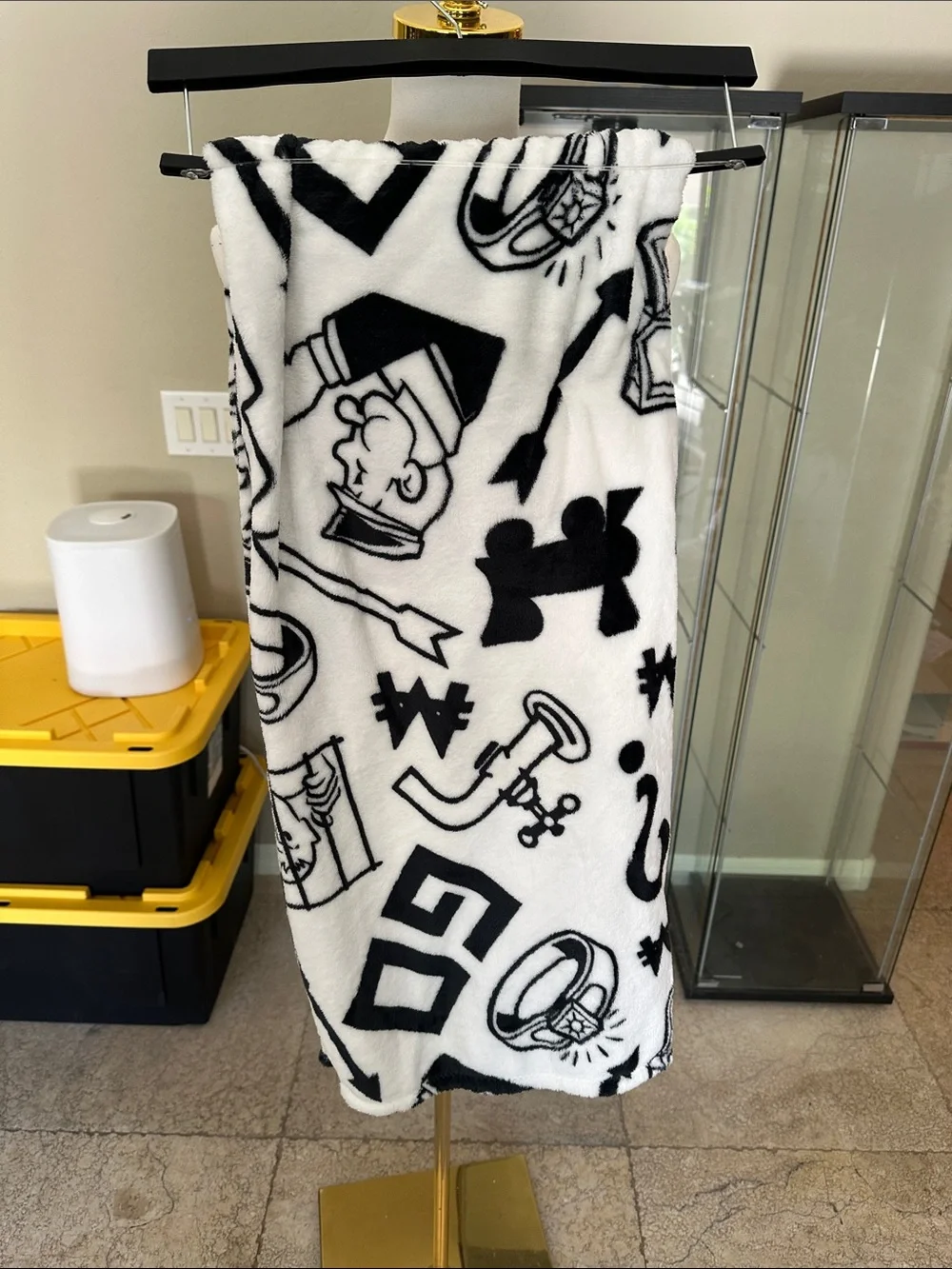 Monopoly Plush Throw Blanket in White and Black - Iconic Game Design